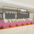 Shopping Mall Candy Store With Pink Counter And Colorful Candy Displays