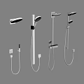 Modern Shower Systems Showcasing Various Designs With Overhead And Handheld Sprayers 3d model