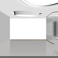 Modern Bright White Office Reception Desk With Comfortable Waiting Area And Neat Functional Coffee Corner