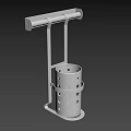 Silver Stainless Steel Kitchen Utensil Holder With Long Handle And Perforated Design 3d model