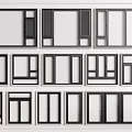 Casement Windows With Various Modern Design Styles And Black Frames 3d model