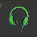 Vibrant Green Over Ear Wired Headphones Modern Electronic Audio Accessory Device 3d model