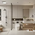 Modern Bathroom Interior Design With Glass Shower Enclosure White Toilet And Vanity