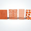 Orange Decorative Screen Walls With Modern Perforated Patterns Design 3d model