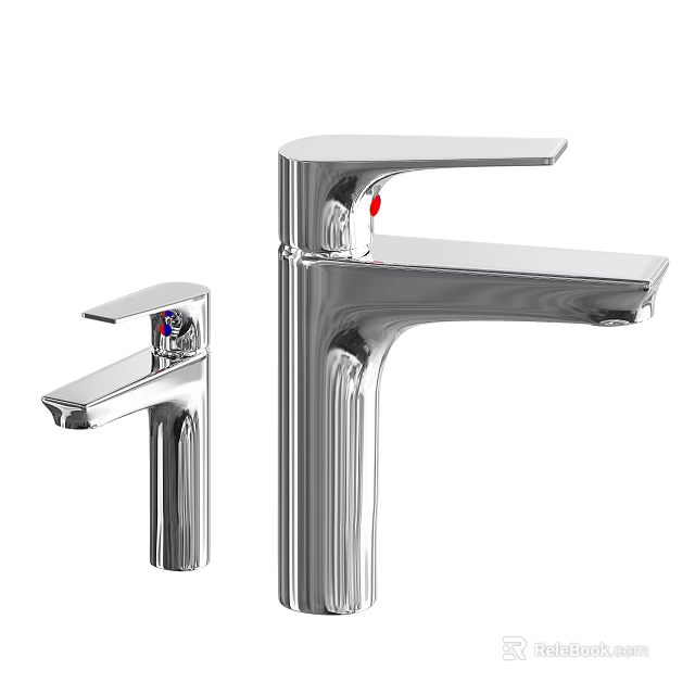 Modern Chrome Bathroom Faucets With Sleek Design And Temperature Control Features 3d model