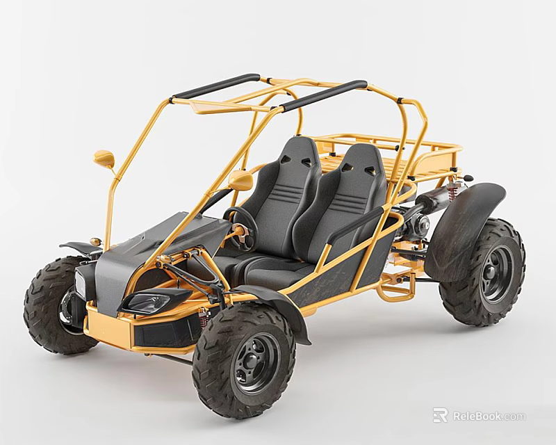 Yellow Frame Off Road Car With Black Seats And Large Tires 3d model 