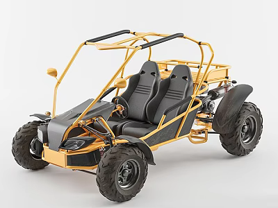 Yellow Frame Off Road Car With Black Seats And Large Tires 3d model