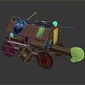 Ancient Wooden Siege Weapon With Blue Canopy Moon Star Patterns Wooden Wheels And Golden Ram