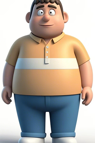 Cartoon Man Wearing Yellow Polo Shirt With White Stripe And Blue Pants 3d model