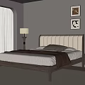 Modern Minimalist Double Bed with Upholstered Headboard Nightstand and White Curtains