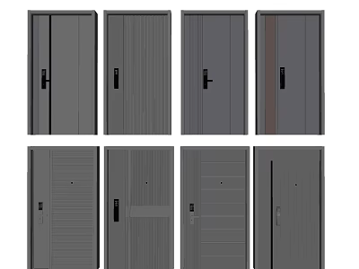 Durable Security Doors With Various Modern Panel Designs And Strong Metal Materials 3d model