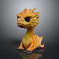 Cute Sitting Yellow Orange Dragon Figure With Big Eyes And Detailed Design