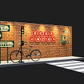Popular Photo Check in Spot with Red Brick Wall Road Sign Traffic Light and Bicycle