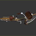 Vintage Yellow Bicycle With Red Seat Brown Basket And White Spokes