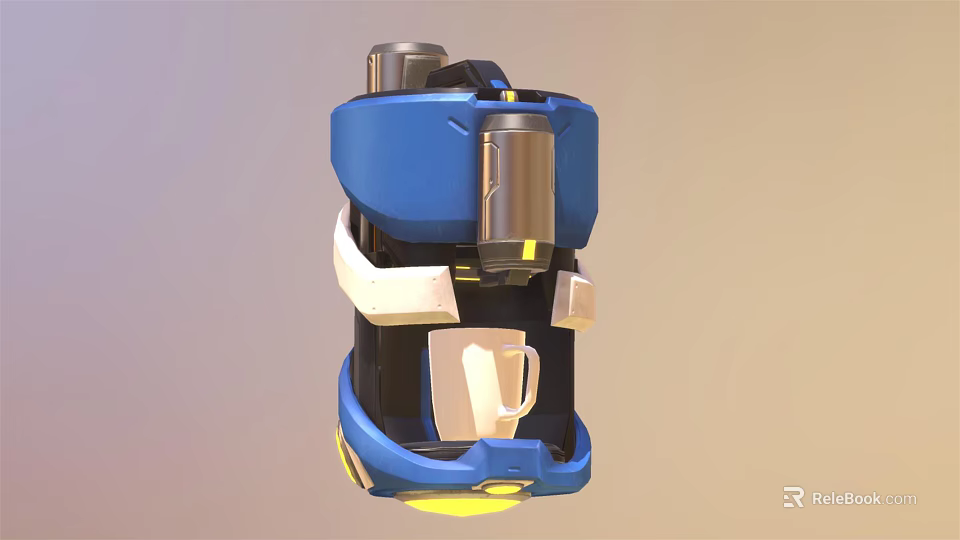 Modern Blue Kitchen Appliance Coffee Maker With Automatic Cup Design 3d model