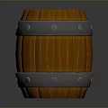 Wooden Barrel Household Item With Metal Hoops And Round Storage Design