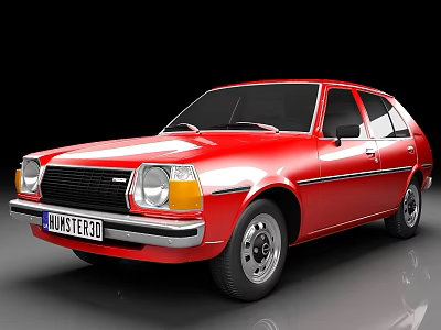 Red Classic Vintage 1970s Car With Front Grille Headlights And Body Design 3d model