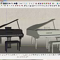 Black And White Grand Pianos With Matching Stools In Studio