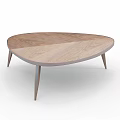 Modern Wooden Coffee Table With Irregular Shape And Slender Legs 3d model