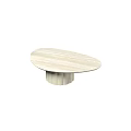 Modern Oval Dining Table With Light Wood Grain Top And Pleated White Base 3d model