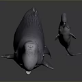 Majestic Whale Mother and Baby Calf Aquatic Animal Swimming Together