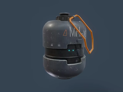 Tactical Military Weapon With Orange Handle Green Indicator Lights And Military Label 3d model