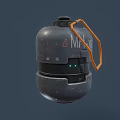 Tactical Military Weapon With Orange Handle Green Indicator Lights And Military Label