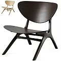Modern Black Wooden Lounge Chair With Curved Backrest And Triangular Legs
