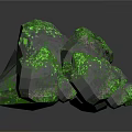 Natural Wooden Stone With Irregular Gray Surface And Green Glowing Spots