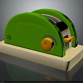 Green Two Slice Toaster With Orange Knob And Cream Base Electronic Appliance