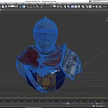 Game Movie Character With Silver Helmet Red Cape And Metal Shoulder Armor