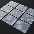 Collection Of Various Grey Tile Samples With Geometric Patterns And Textures 3d model