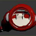 Detailed Red Mechanical Arm Designed for Character with Shiny Decorative Components and Metallic Parts