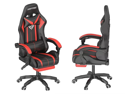Black and Red Ergonomic Office Chair with High Back Adjustable Design for Gaming Comfort 3d model