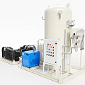 Industrial Equipment Featuring Large White Cylindrical Tank Control Panel Blue Box And Black Motor