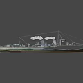Vintage Gray Warship With Two Smokestacks Emitting Smoke Sailing On Ocean Waters