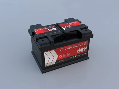 FIAMM SMF Battery with Red Black Design for Daily Electrical Appliances Durable Power 3d model