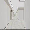 Elegant Hotel Corridor Interior With Wooden Panel Walls Pendant Lights Decorative Ornaments And Patterned Carpet