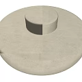Modern Round Beige Velvet Sectional Sofa With Central Cylindrical Ottoman