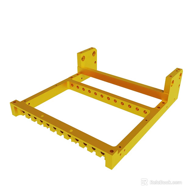 Industrial Yellow Metal Frame Structure with Holes and Mounting Brackets for Machinery Support 3d model 