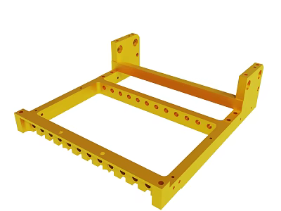 Industrial Yellow Metal Frame Structure with Holes and Mounting Brackets for Machinery Support 3d model