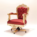 Luxury Leisure Chair with Ornate Gold Frame Red Tufted Upholstery Carved Armrests and Wheeled Base