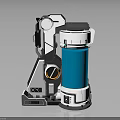 Modern Futuristic Mechanical Device Design With Blue Cylinder And White Gray Components 3d model