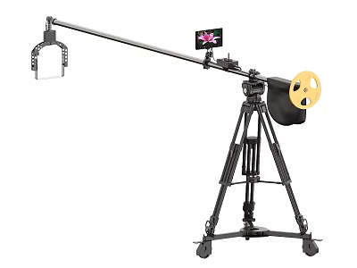 Professional Commercial Filming Equipment with Tripod Boom Arm Monitor And Reel Stand 3d model