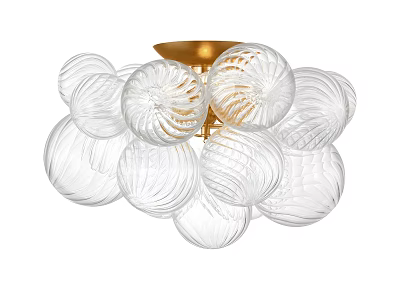 Modern Ceiling Lamp With Multiple Transparent Glass Balls And Gold Base Design 3d model