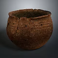 Ancient Rustic Clay Pot Carving With Textured Surface And Cracked Design 3d model
