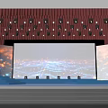 Modern Stage Design Featuring Blue Orange Lighting Large Screens And Light Effects 3d model
