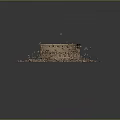 Scenic View Of Colosseum Like Structure On Red Circular Surface With Scattered Debris