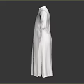 Minimalist White Long Dress With Stand Up Collar Mid Length Sleeves And Side Slit