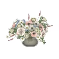 Elegant Floral Arrangement With White And Blue Flowers In Glass Vase